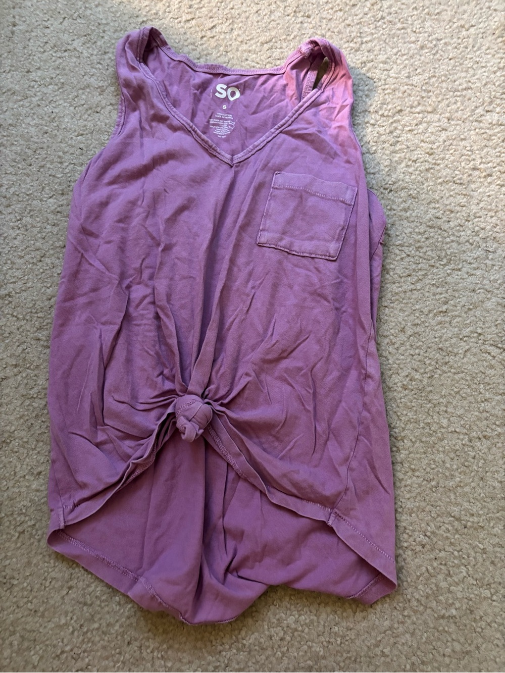 SO Women's Mauve Knot-Front Tank top